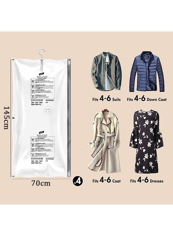 Arabest Hanging Vacuum Storage Bags Space Saver Bags for Clothes, 4 Packs Long 70*145cm, Vacuum Seal Storage Bag Clothing Bags for Suits, Dress Coats or Jackets, Closet Organizer and Storage - Image 3