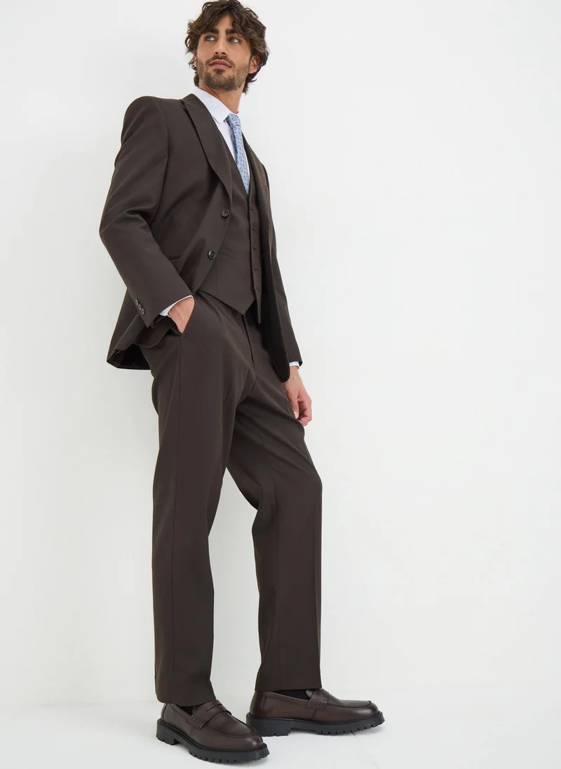 Matalan Taylor & Wright Menton Brown Twill Relaxed Fit Trousers