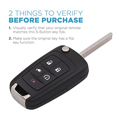 Keyless2Go Replacement for 5 Button PEPS Flip Key Chevrolet Volt OHT05918179 22923862 - Image 5