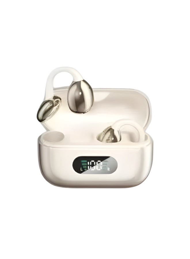 CYXG Q65 True Wireless Earbuds with LED Power Display (Gold) – Bluetooth 5.4 Hi-Fi Stereo Headphones, Noise Reduction, Secure-Fit Earhooks & Type-C Fast Charging Case - Image 1