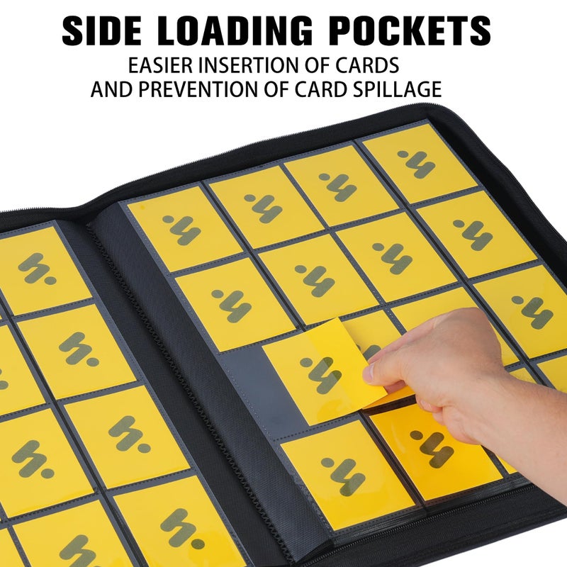MORABTO Premium 16 Pocket Trading Card Binder,1024 Card Capacity Card Binder Ringless Design with Zipper Side Loading Trading Card Album Folder for MTG, Sports Cards & TCG - Black - Image 3