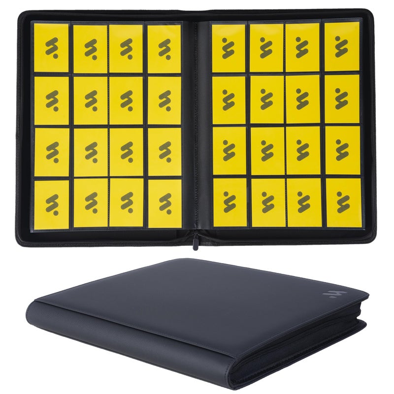 MORABTO Premium 16 Pocket Trading Card Binder,1024 Card Capacity Card Binder Ringless Design with Zipper Side Loading Trading Card Album Folder for MTG, Sports Cards & TCG - Black - Image 1