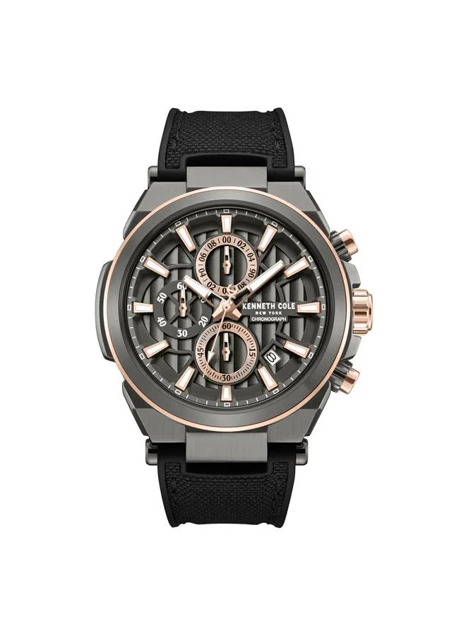 Downtown Men's 42mm Chronograph Watch with Gunmetal Dial & Silicone-Nylon Strap