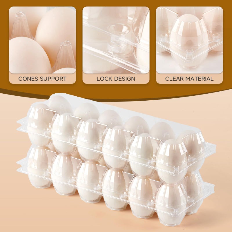 YIFIHGE 60 Pack Duck Egg Cartons Jumbo Egg Cartons Cheap Bulk with Sticker Labels Clear Empty Plastic Egg Containers Extra Large for Home Ranch Farm Commercial Market Display, 2Ã—6 Grids - Image 5