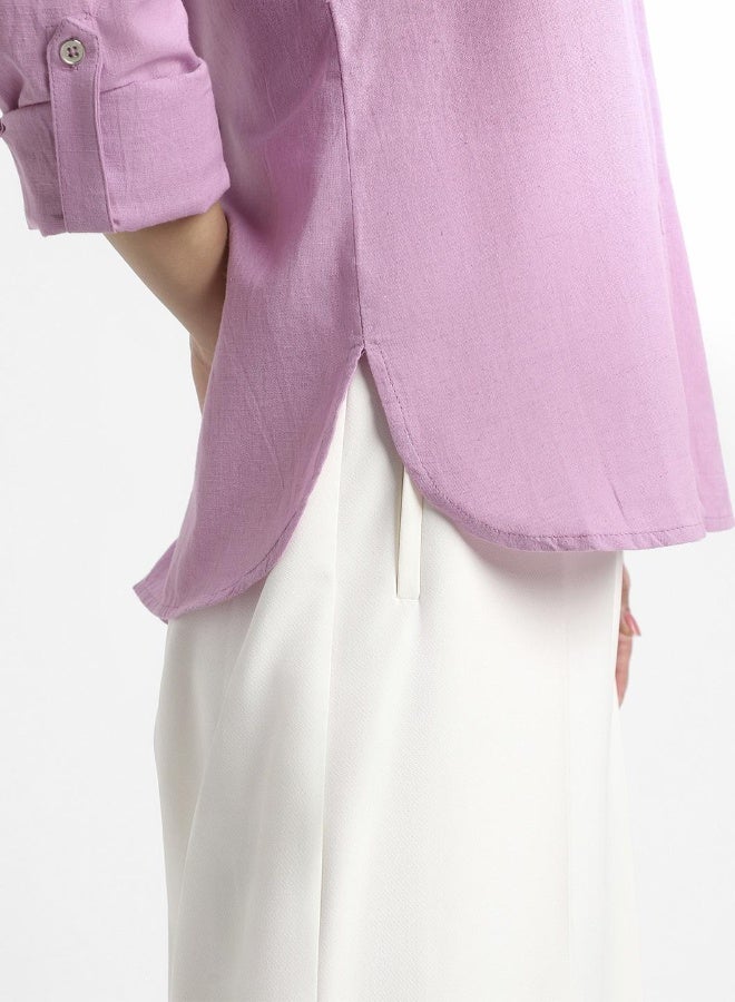 Dennis Lingo Lavender Regular Fit Double Pocket Top for Women - Cotton Flex, Full Sleeves, Casual - Image 1