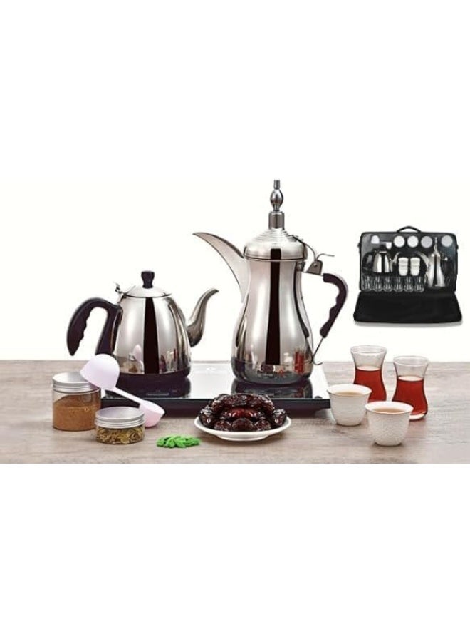 غالف دالا ماكينة صنع القهوة العربية السائلة جلف دلة مع زجاج وملحقات - Image 1