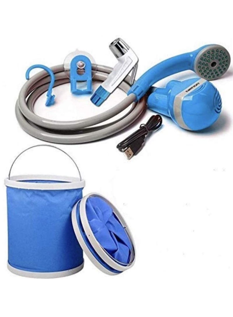 DubaiGallery Portable Camping Shower, Outdoor Shower Head, Shower Pump, Rechargeable Battery, USB Charging Line, Pumps Water from Bucket, for Hiking, Pet Cleaning and Shower, Car Washing - Image 2