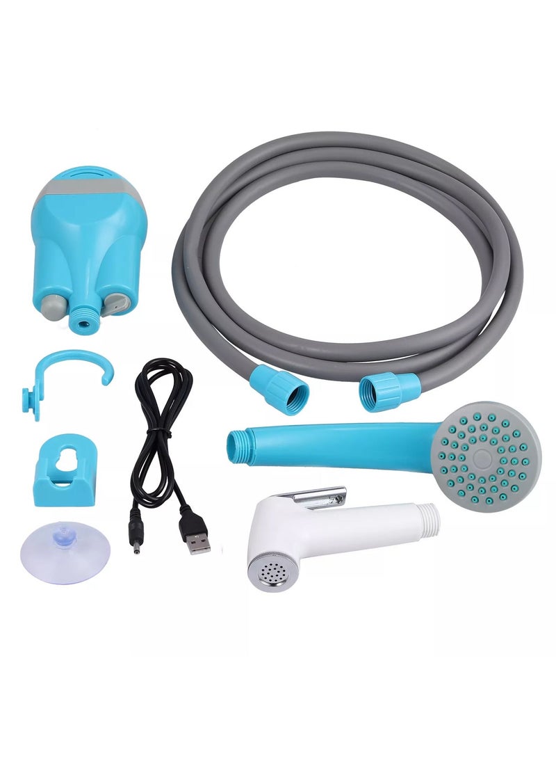 DubaiGallery Portable Camping Shower, Outdoor Shower Head, Shower Pump, Rechargeable Battery, USB Charging Line, Pumps Water from Bucket, for Hiking, Pet Cleaning and Shower, Car Washing - Image 3