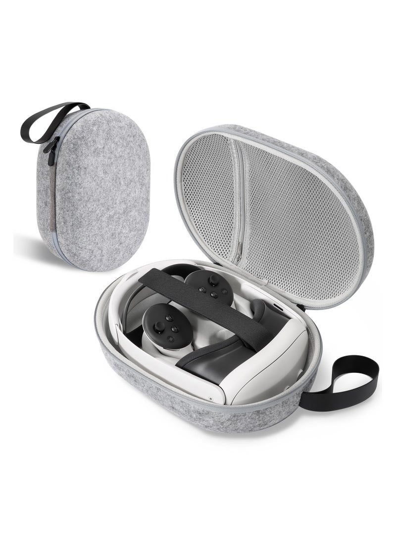 XICEN Hard Carrying Case for Meta Quest 3, Multiple Compartments for Elite Version VR Headset, Controllers and Accessories, Travel with Protection (Grey)  - Image 1