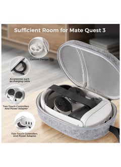 XICEN Hard Carrying Case for Meta Quest 3, Multiple Compartments for Elite Version VR Headset, Controllers and Accessories, Travel with Protection (Grey)  - Image 2