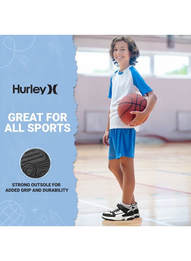 Hurley Kids' Carson High-Top Sneakers with Adjustable Strap, High Top Shoes for Kids, Sturdy Padded High Cut Sneakers for Boys and Girls, Fashionable Basketball Shoes for Kids, Black and White, 1 - Image 4