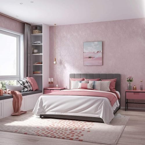 Jig-Tik Contact Paper Waterproof PVC Wallpapers Roll Embossed Europe Style Nordic 3D Sculpture Flower Wall Covering Modern Wall Décor(45 * 300) (1, White Black) (1, Pink/) - Image 2