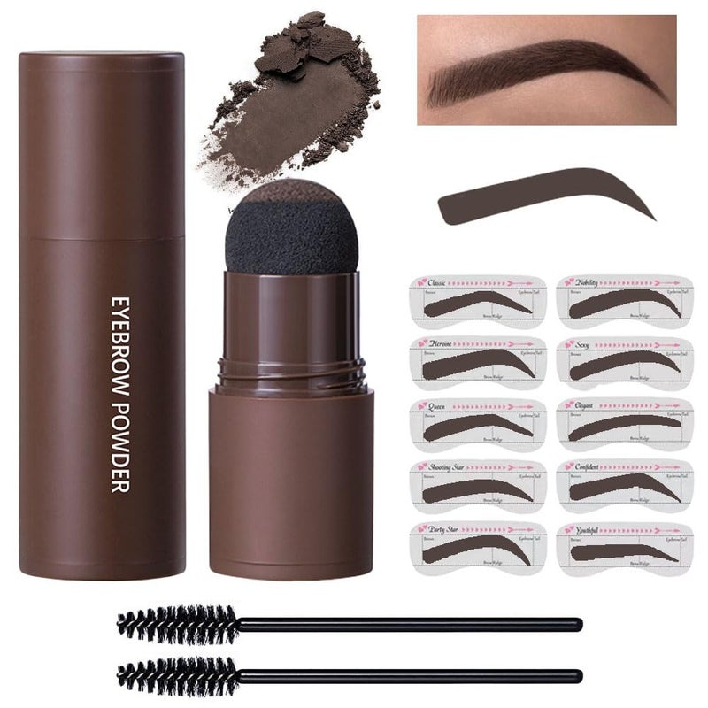 AMY'S DIARY Eyebrow Stamp Stencil Set, Eyebrow Charm Stencils Shaping Kit, Long-Lasting Eyebrow Pomade for Women Girl, Cruelty-Free plantillas para la cejas (dark brown) - Image 1