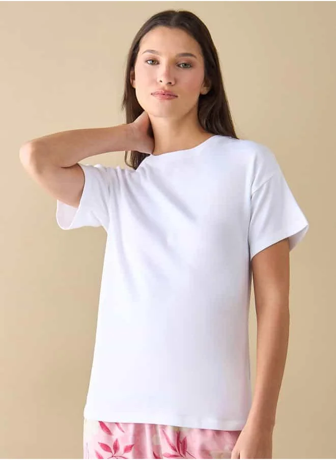 فاف T-shirt and Floral Print Pyjama Set