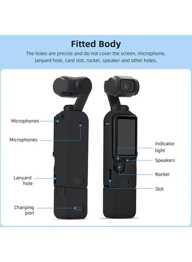HAVEN DJI OSMO Pocket 3 Accessory Kit, Silicone Protective Case Cover, Tempered Glass Screen Protector, Lens Protector - Image 3