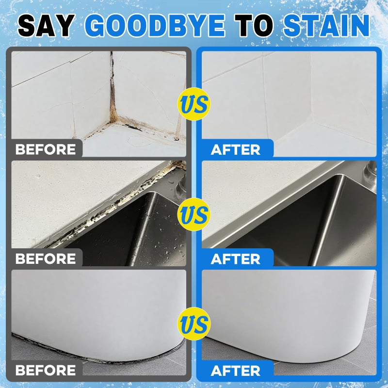 10 Oz Black Stain Cleaner Gel Home Cleaner for Washing Machine Seal Shower Bathroom Grout Sinks Caulk Cleaner Stain Heavy Duty Gel with Brush (2 Pack 5 Oz) - Image 3