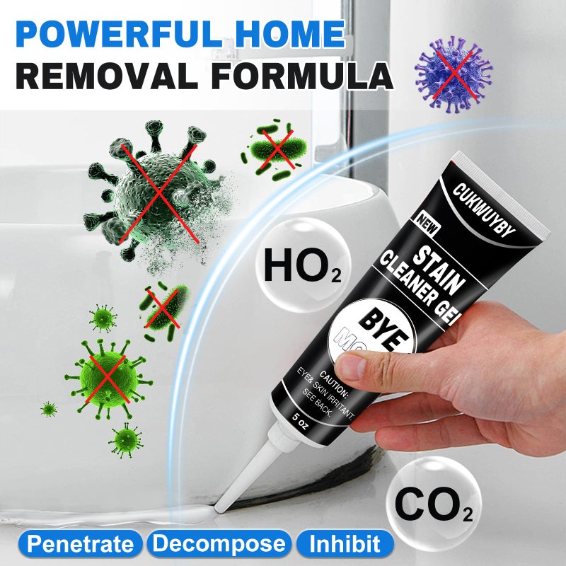 10 Oz Black Stain Cleaner Gel Home Cleaner for Washing Machine Seal Shower Bathroom Grout Sinks Caulk Cleaner Stain Heavy Duty Gel with Brush (2 Pack 5 Oz) - Image 2