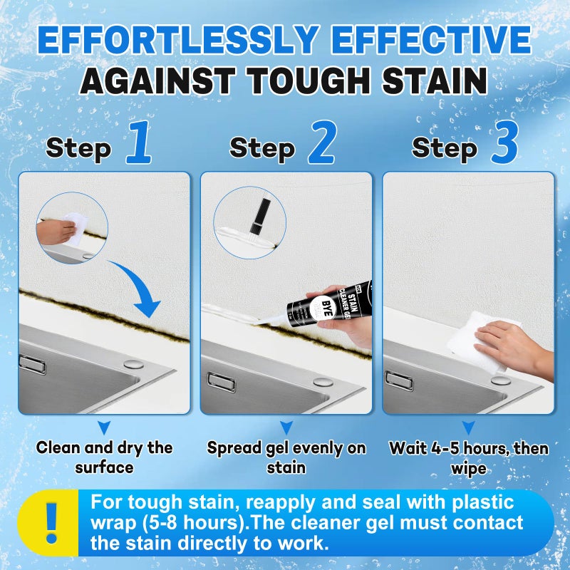 10 Oz Black Stain Cleaner Gel Home Cleaner for Washing Machine Seal Shower Bathroom Grout Sinks Caulk Cleaner Stain Heavy Duty Gel with Brush (2 Pack 5 Oz) - Image 5
