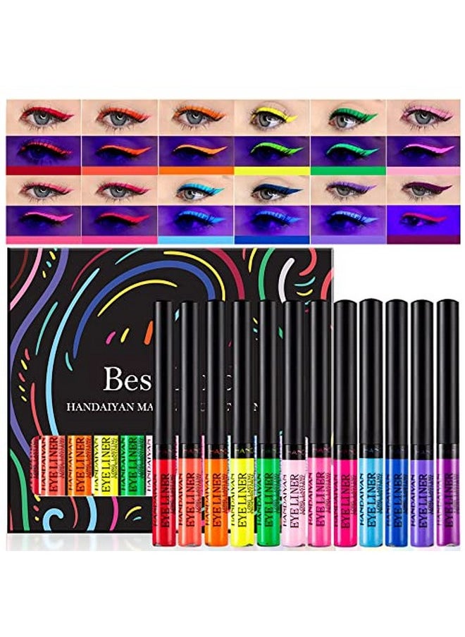 Bestland - 12 Colors Matte Liquid Eyeliner Set Uv Glow Rainbow Colorful Neon Eyeliner Pencil Pigmented Waterproof Smudgeproof Long Lasting Gel Eye Liner Eye Makeup Gift Kit For Women (Set C) - Image 1