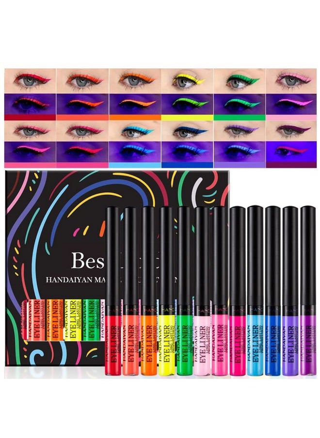 Bestland - 12 Colors Matte Liquid Eyeliner Set Uv Glow Rainbow Colorful Neon Eyeliner Pencil Pigmented Waterproof Smudgeproof Long Lasting Gel Eye Liner Eye Makeup Gift Kit For Women (Set C) - Image 1