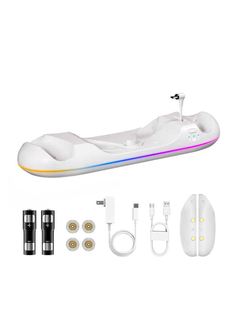 Charging Dock for Meta Quest 3S/3 Magnetic Charging Station for Oculus Quest 3S/3 Accessories with RGB Light Charging Stand for VR Headset and Controller with 2 Rechargeable Batteries - Image 1