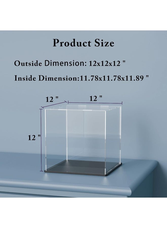TPGP Clear Acrylic Display Case With Matt Black Base And Lid, Dust-Proof Acrylic Showcase, Cube Counter-Tops Box For Large Collectibles (12X12X12 Inch) - Image 5