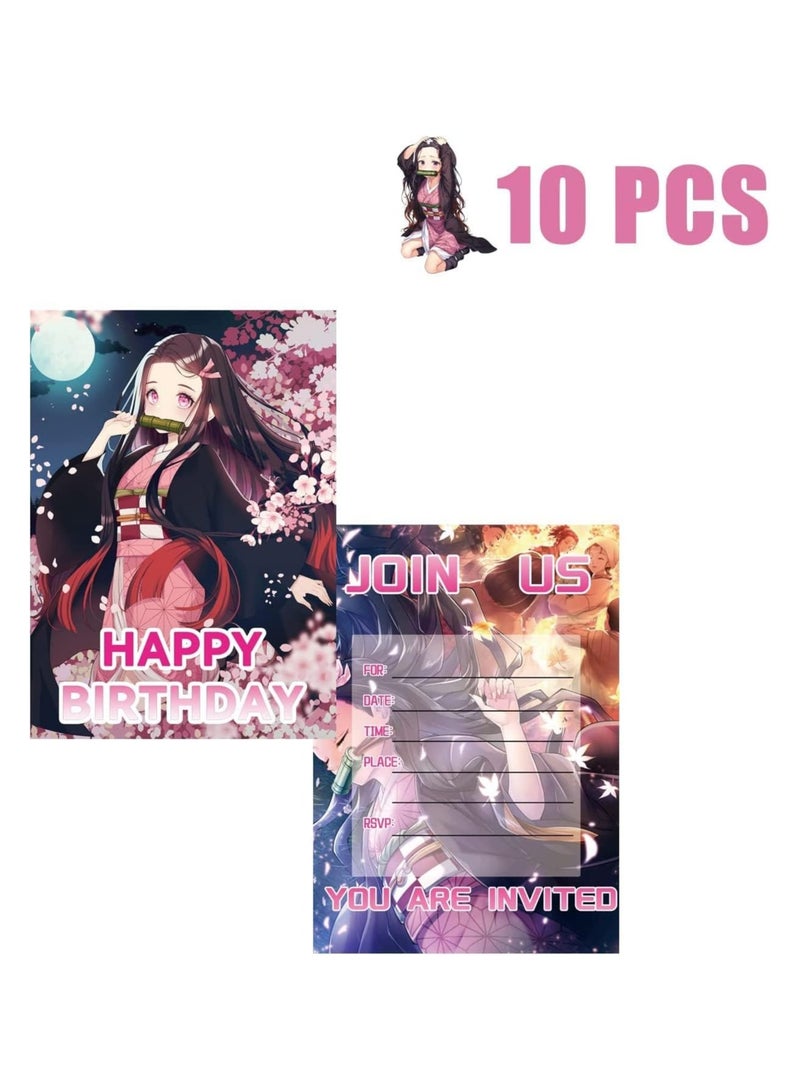 عام **تزيينات حفلة عيد ميلاد كوسبلاي الأنمي، مستلزمات الحفل، هدايا لطيفة تشمل لافتات "عيد ميلاد سعيد"، تزيينات الكيك، بطاقات الدعوة، تزيينات الكيك، وزخارف للفتيات.** - Image 2