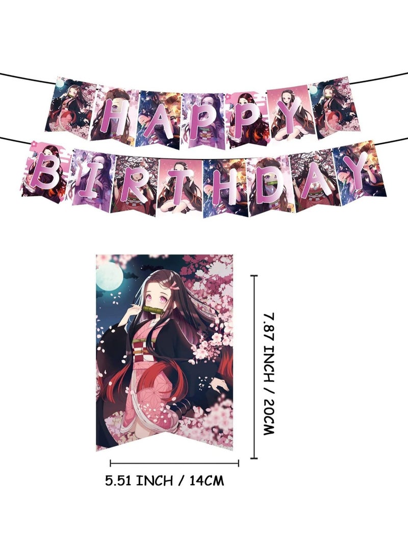 عام **تزيينات حفلة عيد ميلاد كوسبلاي الأنمي، مستلزمات الحفل، هدايا لطيفة تشمل لافتات "عيد ميلاد سعيد"، تزيينات الكيك، بطاقات الدعوة، تزيينات الكيك، وزخارف للفتيات.** - Image 3