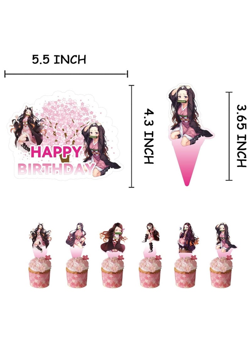 عام **تزيينات حفلة عيد ميلاد كوسبلاي الأنمي، مستلزمات الحفل، هدايا لطيفة تشمل لافتات "عيد ميلاد سعيد"، تزيينات الكيك، بطاقات الدعوة، تزيينات الكيك، وزخارف للفتيات.** - Image 4