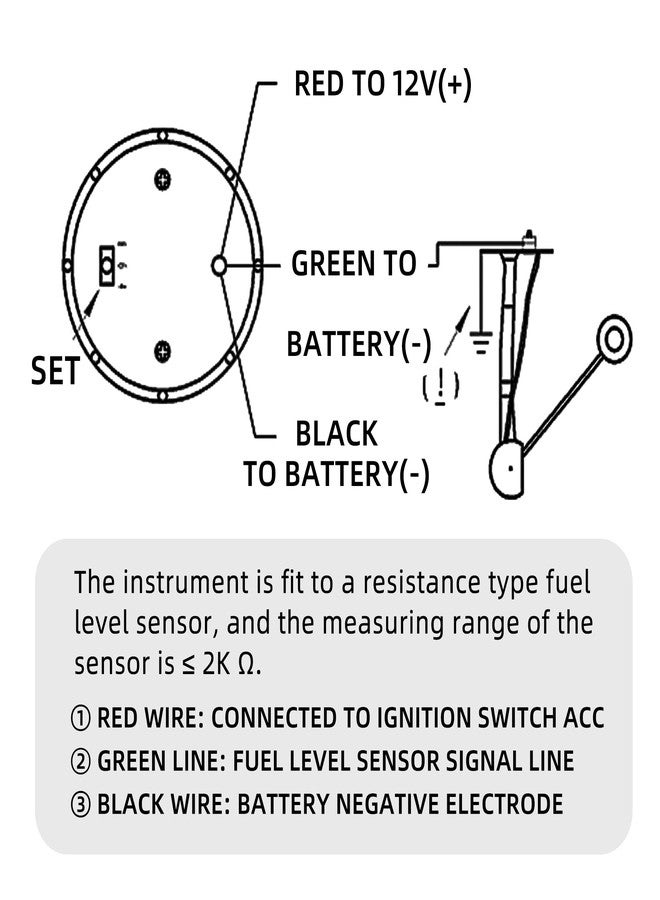 SINCO TECH 2 Inches 52mm Car Fuel Level Digital Gauge Automobile Blue Backlight Universal Meter (Fuel Gauge with Sensor) - Image 3
