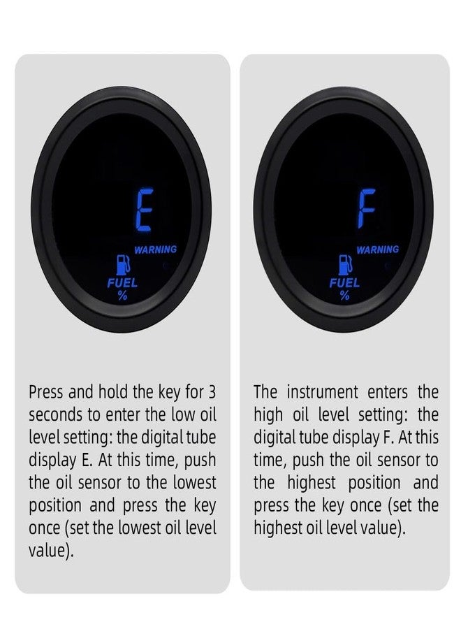 SINCO TECH 2 Inches 52mm Car Fuel Level Digital Gauge Automobile Blue Backlight Universal Meter (Fuel Gauge with Sensor) - Image 2