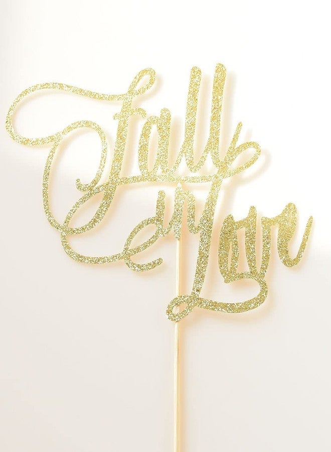 SWEETTALA Fall in Love Cake Topper for Wedding Bridal Shower Engagement Bachelorette Party Decorations Gold Glitter - Image 5