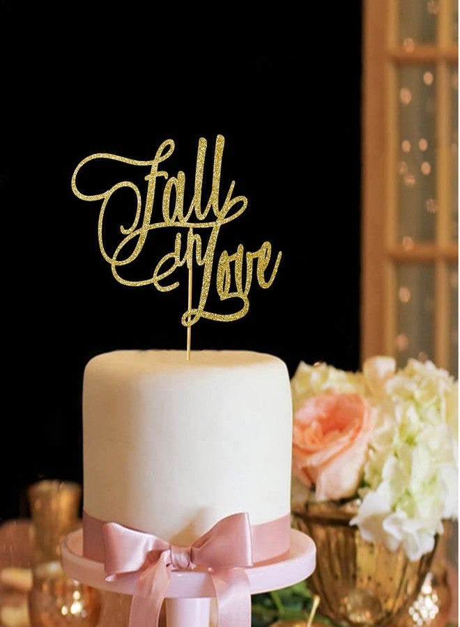 SWEETTALA Fall in Love Cake Topper for Wedding Bridal Shower Engagement Bachelorette Party Decorations Gold Glitter - Image 3