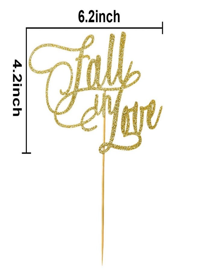 SWEETTALA Fall in Love Cake Topper for Wedding Bridal Shower Engagement Bachelorette Party Decorations Gold Glitter - Image 4