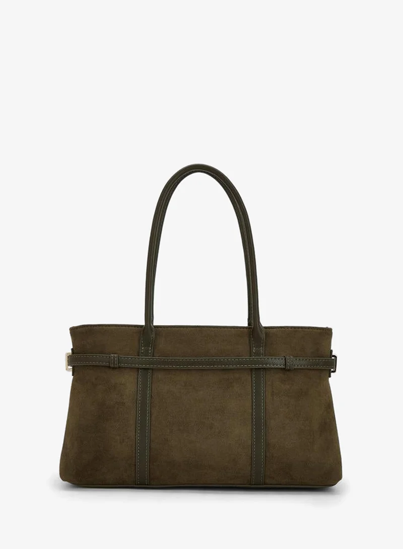 Flora Bella By Shoexpress OLIVE Textured Tote Bag With Zip Closure for Women | Best Price UAE