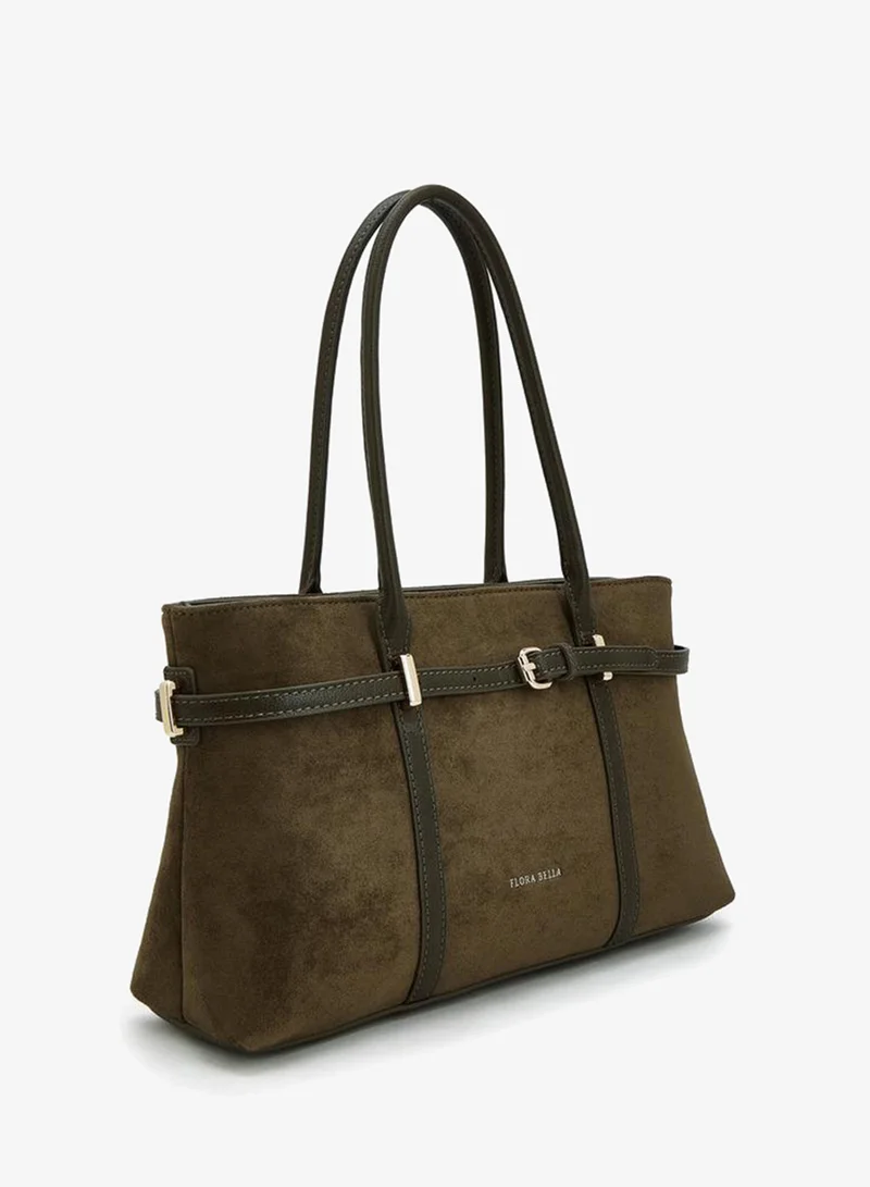 Flora Bella By Shoexpress OLIVE Textured Tote Bag With Zip Closure for Women | Best Price UAE