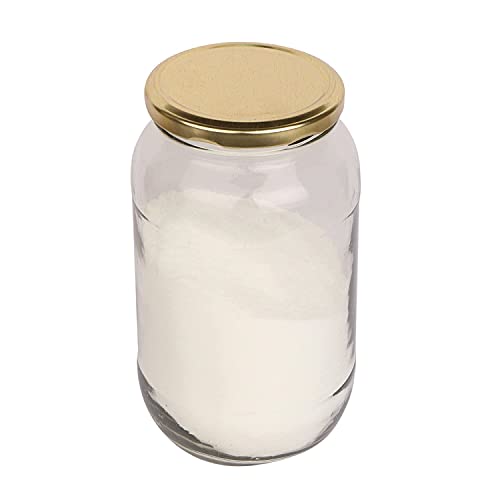 BRUSHFINCH Glass Jar with Air Tight Gold Lid for Kitchen Dry Masala Storage Jar,Honey Container,Spice Masala Jar,Glass,Visible Glass Bottle for Kitchen Storage - 1000ml, 6pc, Clear. - Image 3