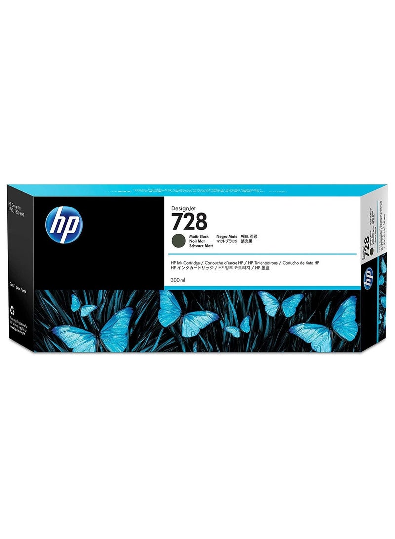 HP 728 300-ml Matte Black DesignJet Ink Cartridge Black