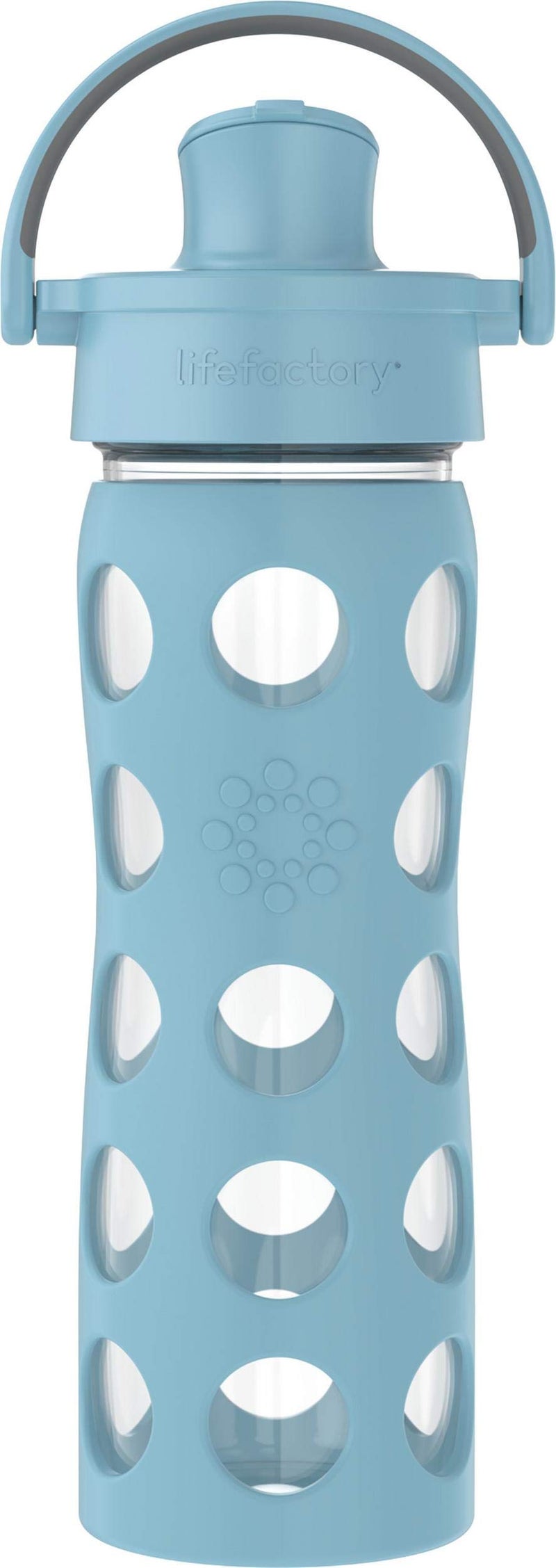 Lifefactory 16Ounce Glass Water Bottle with Active Flip Cap and Protective Silicone Sleeve Denim