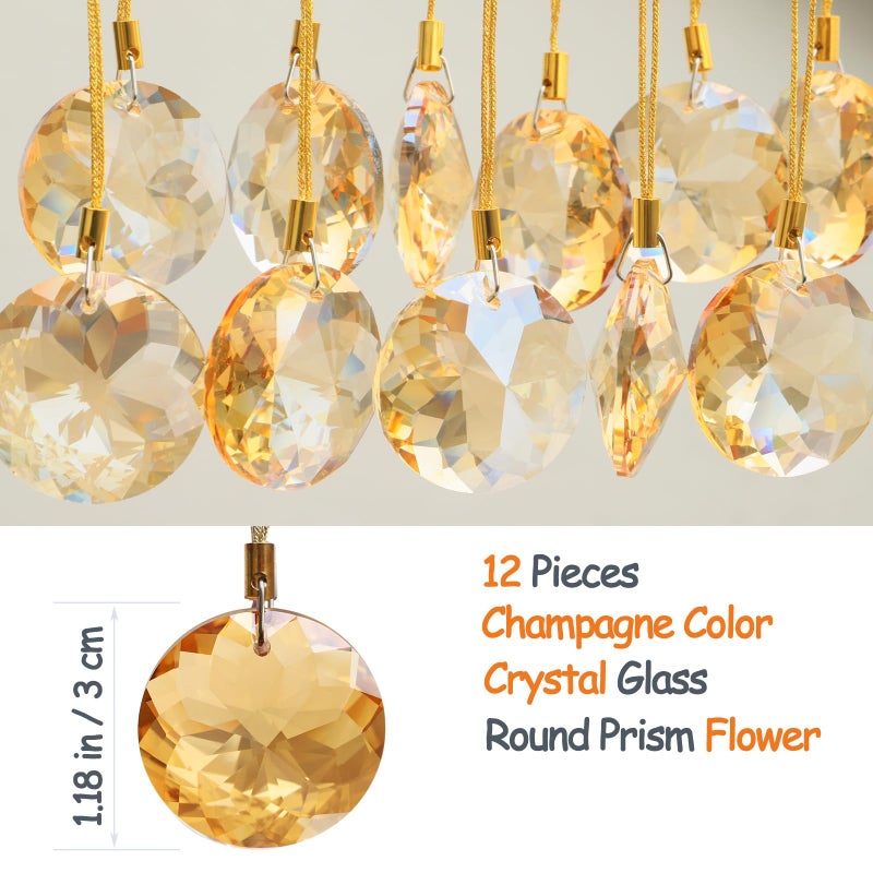 LUMITI 12 Pcs Crystal Glass Christmas Balls Ornaments, 1.18â€³ Mini Round Prism Flower Xmas Tree Decorations, Hanging Ornament for Wedding Party Home Decor (Gold) - Image 2