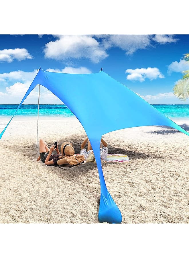 PROMASS Pop Up Beach Tent Sun Shelter Upf50+ With Sand Shovel, Ground Pegs And Stability Poles, Outdoor Shade For Camping Trips, Fishing, Backyard Fun Or Picnics (3Mx3M 4 Pole, Turquoise) - Image 1