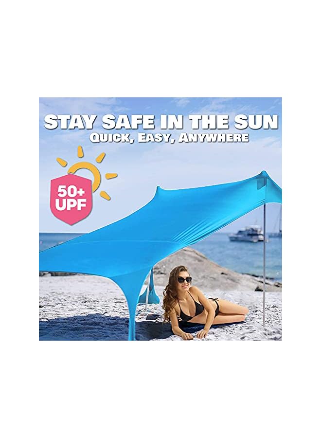 PROMASS Pop Up Beach Tent Sun Shelter Upf50+ With Sand Shovel, Ground Pegs And Stability Poles, Outdoor Shade For Camping Trips, Fishing, Backyard Fun Or Picnics (3Mx3M 4 Pole, Turquoise) - Image 3