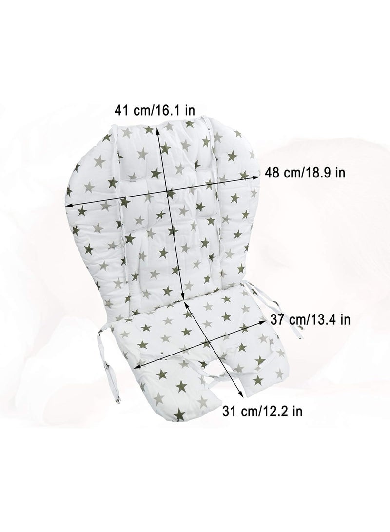 Kocpudu High Chair Pad,highchair/seat Cushion/Breathable Pad,Soft and Comfortable,Light and Breathable, Cute Patterns,Suitable for Most High Chairs,Baby Dining Chairs(Army Green Star Pattern) - Image 5
