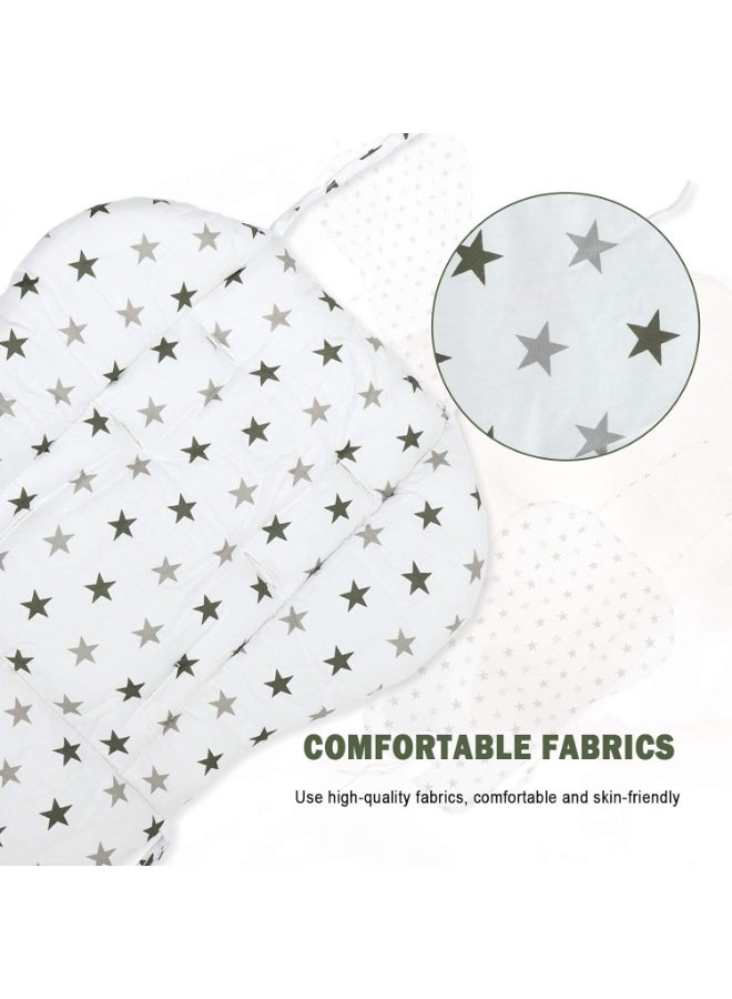 Kocpudu High Chair Pad,highchair/seat Cushion/Breathable Pad,Soft and Comfortable,Light and Breathable, Cute Patterns,Suitable for Most High Chairs,Baby Dining Chairs(Army Green Star Pattern) - Image 3