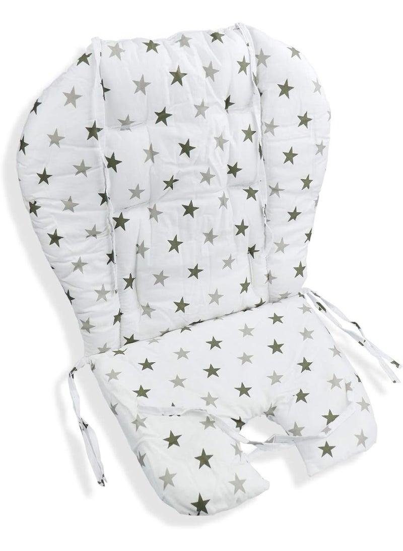 Kocpudu High Chair Pad,highchair/seat Cushion/Breathable Pad,Soft and Comfortable,Light and Breathable, Cute Patterns,Suitable for Most High Chairs,Baby Dining Chairs(Army Green Star Pattern) - Image 1
