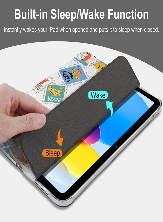 DONGKE غطاء DONGKE الذكي لجهاز iPad Air مقاس 11 بوصة (M3 2025 وM2 2024)، وiPad Air الجيل الخامس 2022 / الجيل الرابع 2020 مقاس 10.9 بوصة، نحيف وقابل للطي، مع غطاء خلفي شفاف من البولي كربونات الصلب - [تشغيل/إيقاف تلقائي] - طوابع بريدية - Image 4