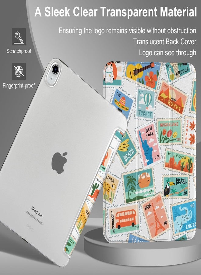 DONGKE غطاء DONGKE الذكي لجهاز iPad Air مقاس 11 بوصة (M3 2025 وM2 2024)، وiPad Air الجيل الخامس 2022 / الجيل الرابع 2020 مقاس 10.9 بوصة، نحيف وقابل للطي، مع غطاء خلفي شفاف من البولي كربونات الصلب - [تشغيل/إيقاف تلقائي] - طوابع بريدية - Image 5