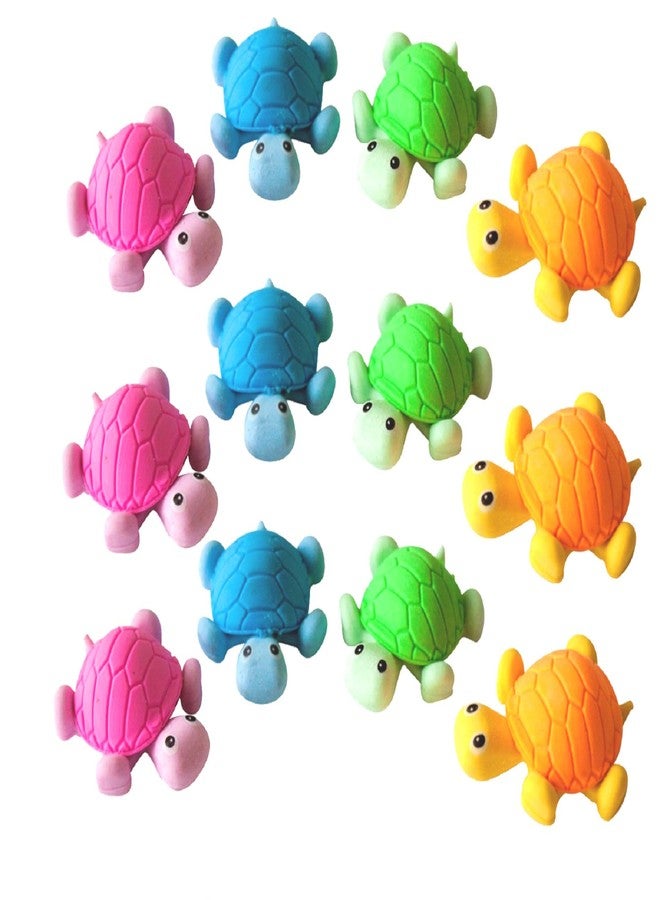 SHREE TECHNESH® Newest Cute Tortoise Shape Erasers for School Kids Idea for Kid's Birthday Return Gift, Pack of 12 (Multi) - Image 1