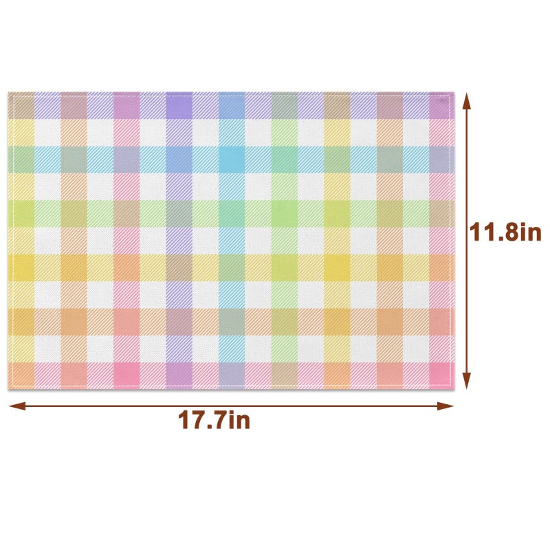 Pudodo Easter Buffalo Plaid Check Placemats Set of 4 Spring Holiday Party Decorations for Home Kitchen Table Supply (12" x 18") - Image 3
