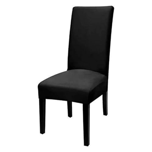 Outlay Home Spandex Dining Chair Covers, Solid Plain Stretchable, Set of 6, Standard Size (Black) - Image 4